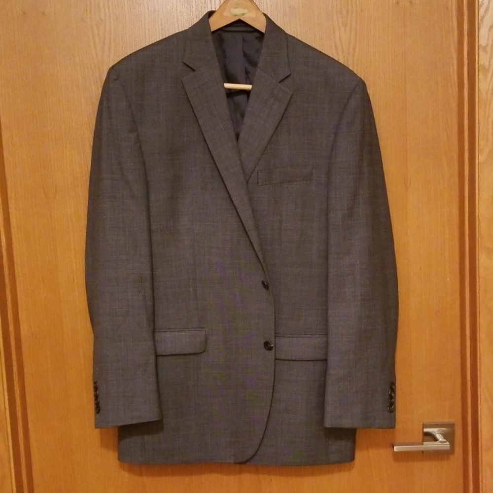 Mint CHAPS Gray Black Wool Blend Blazer 46L